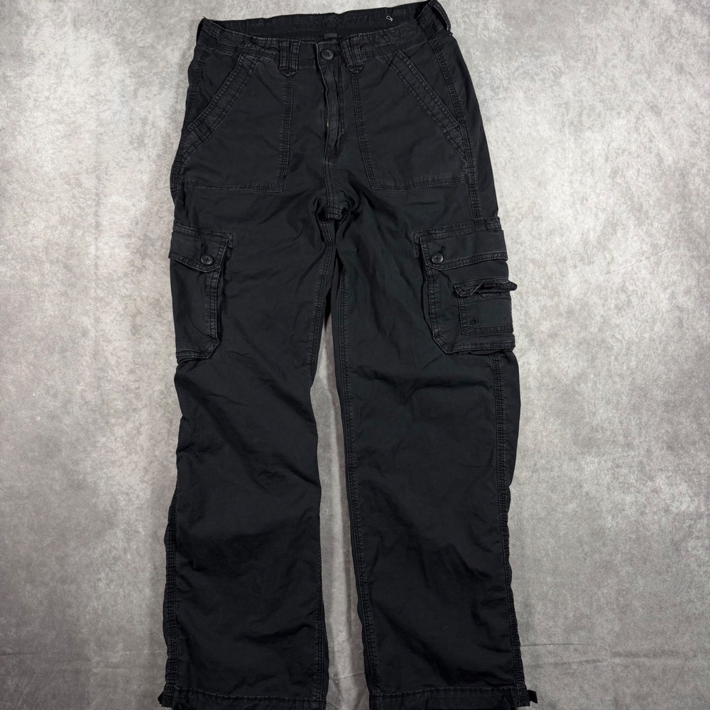 American Eagle Womens Black Cargo Pants Utility Straight Leg Size 8 Y2K Grunge - Picture 1 of 9